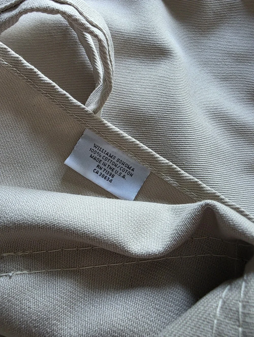 Williams Sonoma Y2K Vintage Heavy Duty Chef Apron Made in USA Beige